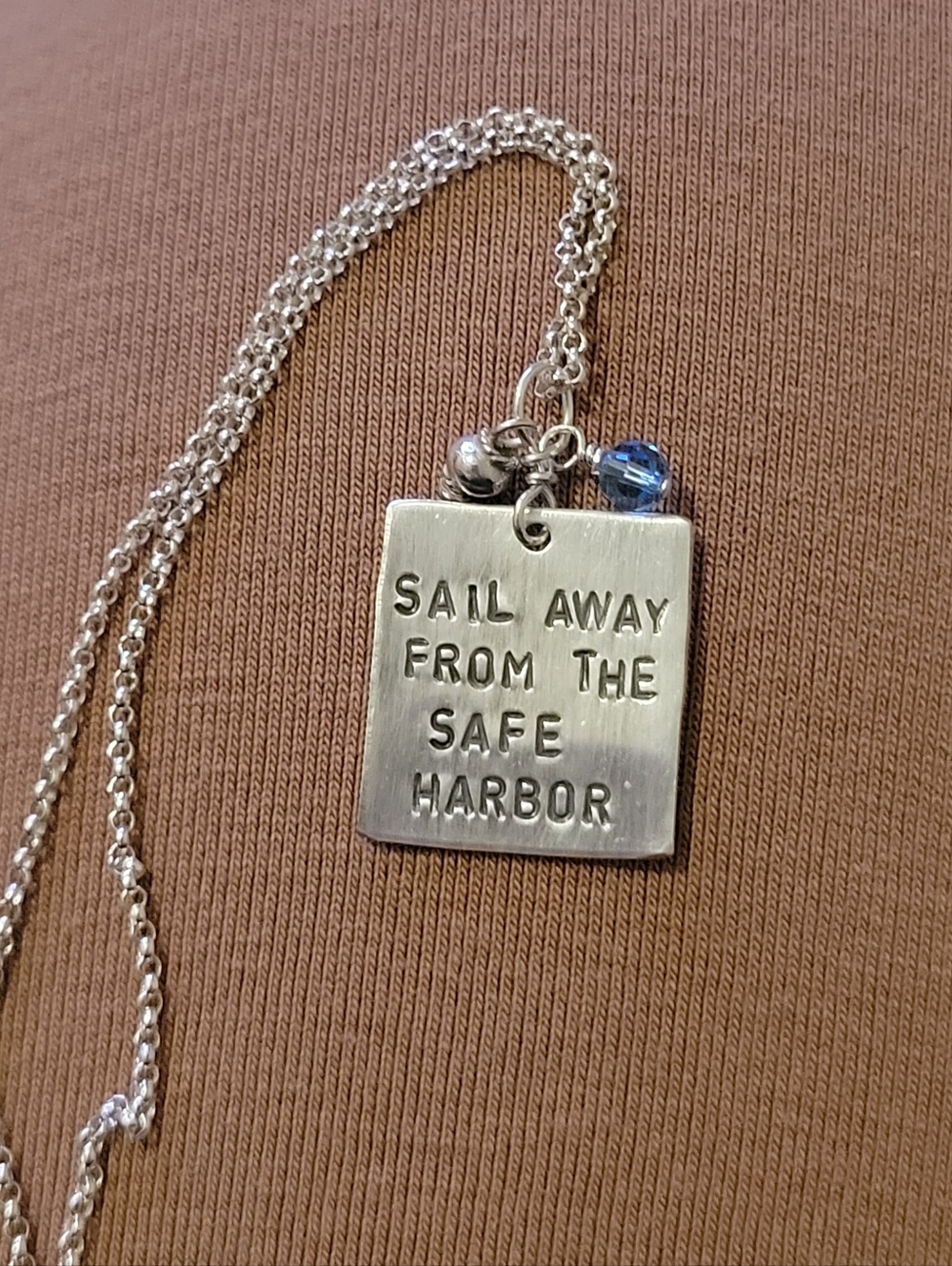 "SAIL AWAY FROM THE SAFE HARBOR" Sterling Silver Necklace